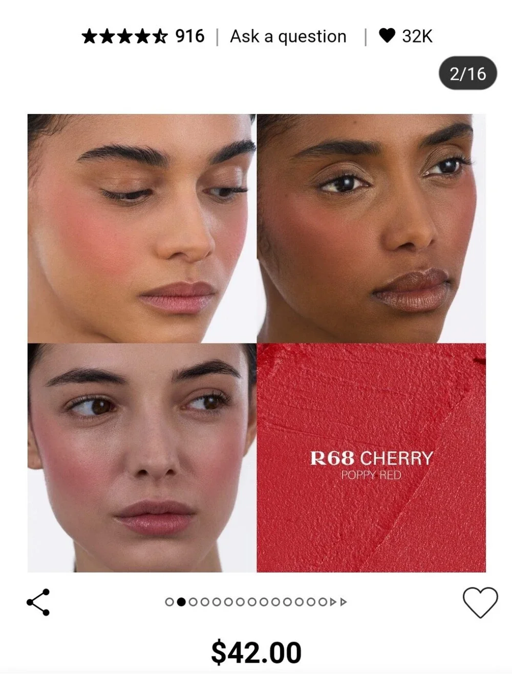 NIB PRADA TOUCH CREAM TO POWDER SOFT BLUR LONG WEAR BLUSH IN CHERRY